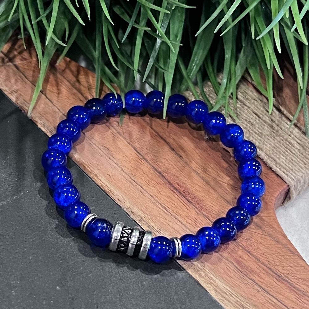 NWOT - Natural Lapis Lazuli Men’s Stretch Bracelet